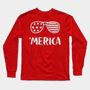 Merica American Flag Sunglasses Long Sleeve T-Shirt